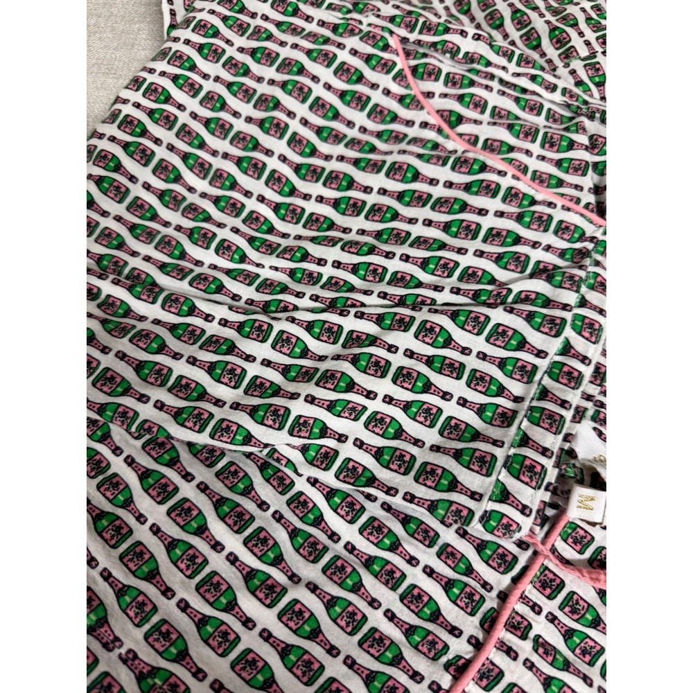 Shiraleah Felicity PJ Set Women Medium Champagne Bottle Print  Green Pink - Picture 4 of 5